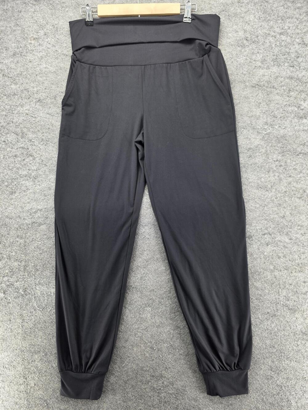 Soma Jogger Pants Womens M Black Brushed Jersey Relaxed Pockets Activewear